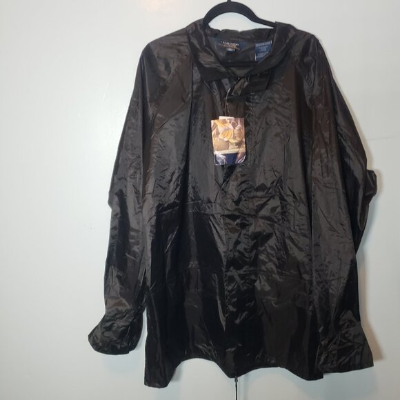 Bass Creek Rain Jacket Mens XXL Black Windbreaker Hood Pockets - Picture 8 of 8